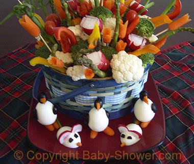 
 Completed Vegetable Bouquet (Edible Flower Basket) 
 © Baby-Shower.com
 