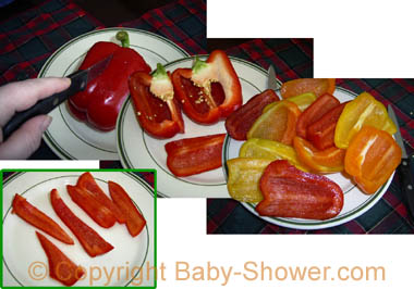 
 Ingredients for a Vegetable Bouquet 
 (Edible Flower Basket) 
 © Baby-Shower.com
 