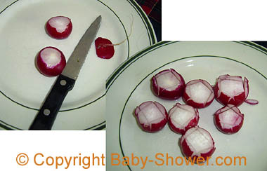
 Ingredients for a Vegetable Bouquet 
 (Edible Flower Basket) 
 © Baby-Shower.com
 